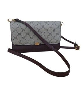 Nine West Park Slope Phone Wallet Crossbody Gray & Burgundy NWOT